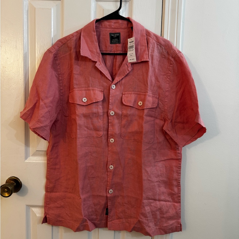 Todd Snyder Shell Pink Linen Shirt